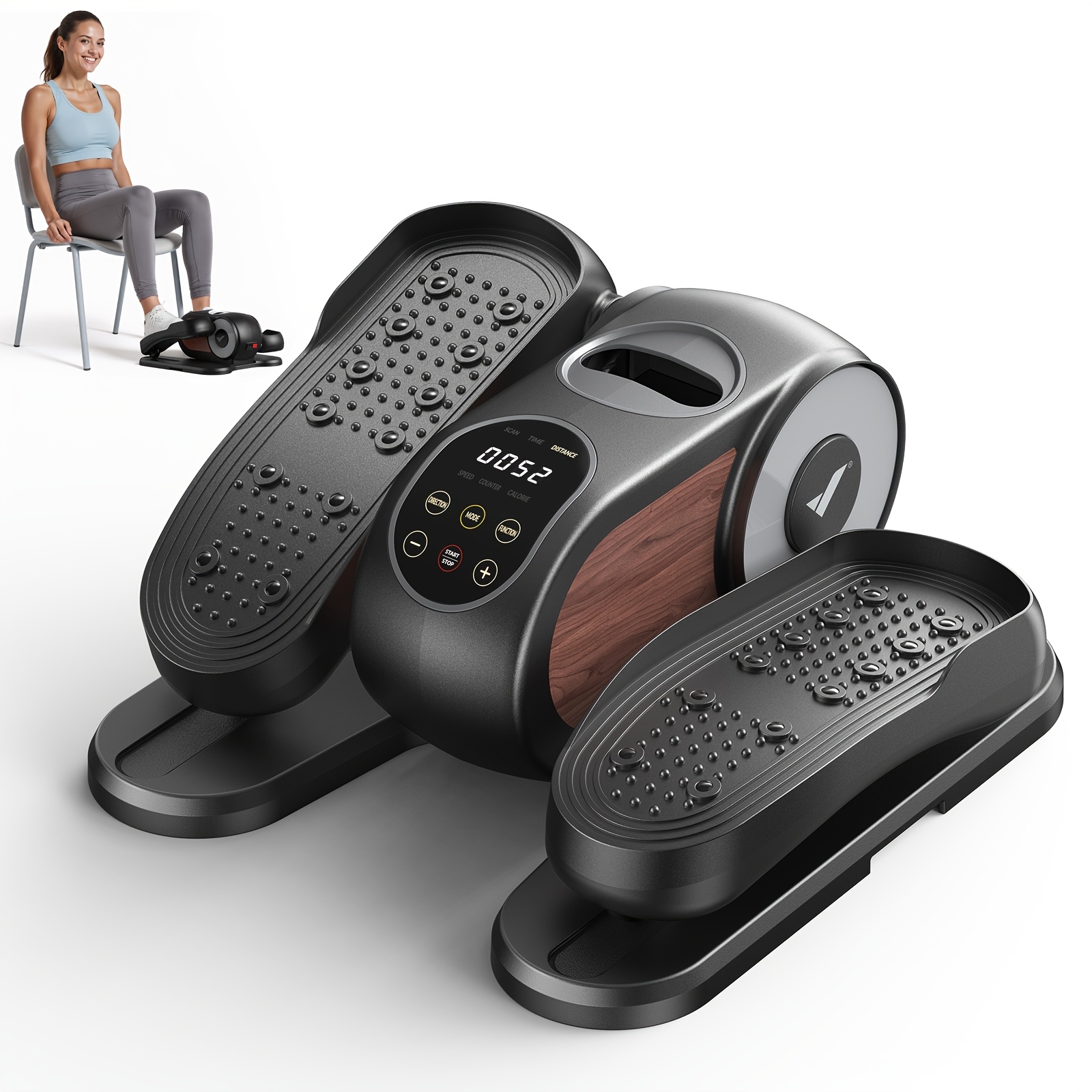 MERACH Under Desk Elliptical Machine, Leg Exerciser While Sitting For Seniors With Remote Control & 12-Speeds, Quiet Portable Electric Seated Pedal Exerciser Machine For Home Office, Without Battery