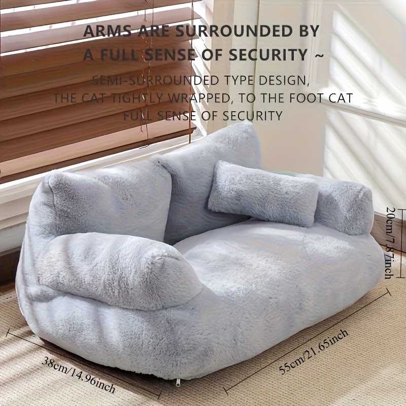 detachable   pet sofa bed for   soft polyester cover polypropylene filling 21 65x14 96x7 87 inch gray   bed cozy     room relaxation durable fabric cat lounger home pets Product details 3