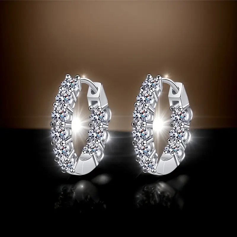 1   moissanite hoop earrings for women round cut   vvs1 clarity lab   moissanite earrings 925 sterling silvery hoop earrings jewelry gifts for her anniversary birthday valentines day gift christmas gift Product details 2