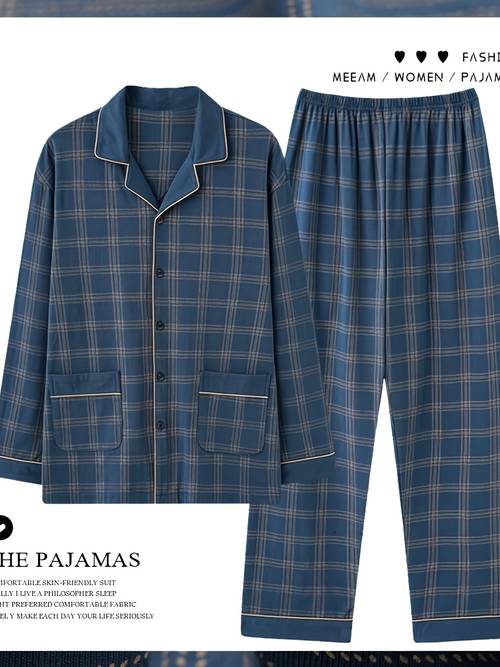 new pajamas for men spring autumn long sleeve plus size loungewear fall winter outerwear set for middle aged and elderly men dads loungewear pajamas for cozy and time suitable for home or outerwear fashionable not tight