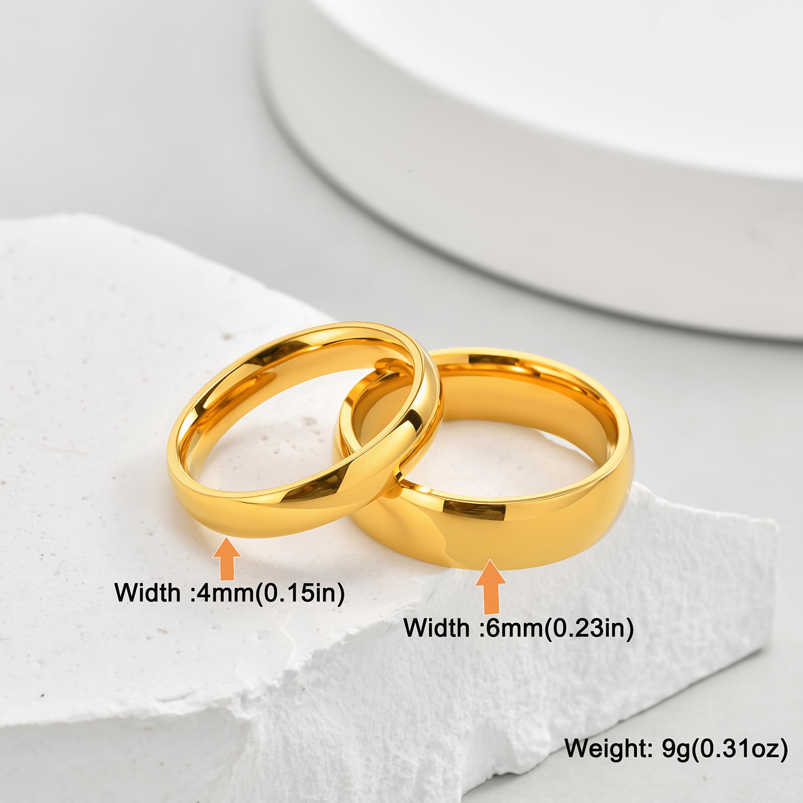 Personalized 18K Gold Plated Stainless Steel Ring, Customizable