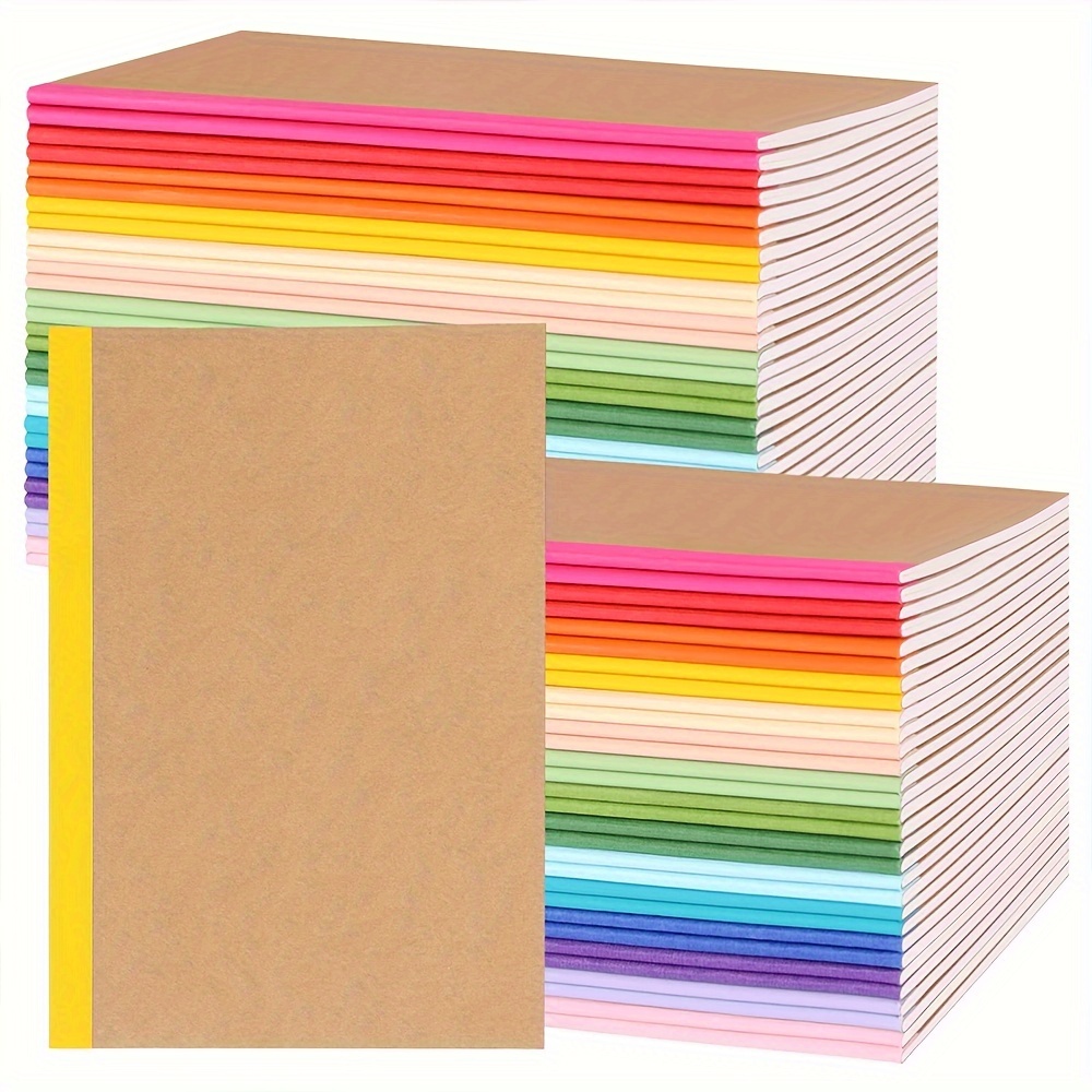 

60 Pack A5 Kraft Notebooks, Composition Notebook Bulk, Composition Notebooks Lined Journal Bulk, 15 Colors With Rainbow Spines, 60 Pages For Office Supplies, 5.5x8.3 Inches