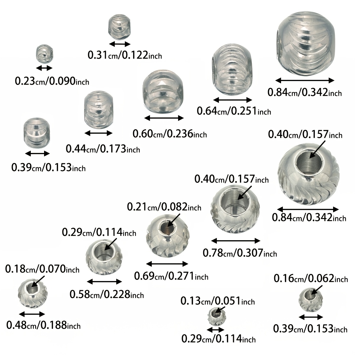 5pcs Stainless Steel Crescent Pattern Large Hole Spacer Beads
