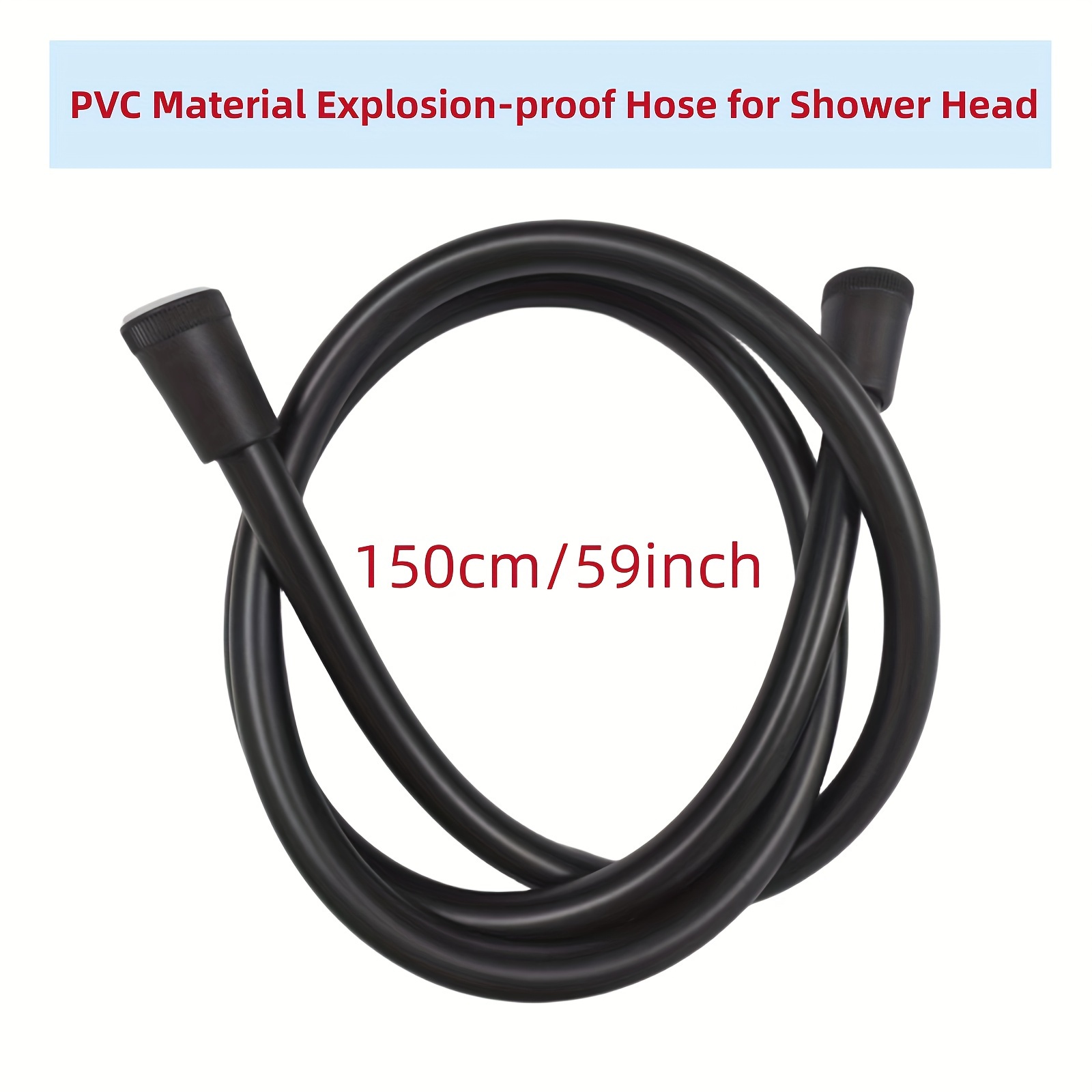 

Pvc Explosion-proof Shower Hose, 360-degree Rotatable Bathroom Hose, High Pressure, Corrosion Resistant, Plastic Material, No Electricity Needed - Black (150cm/59inch)