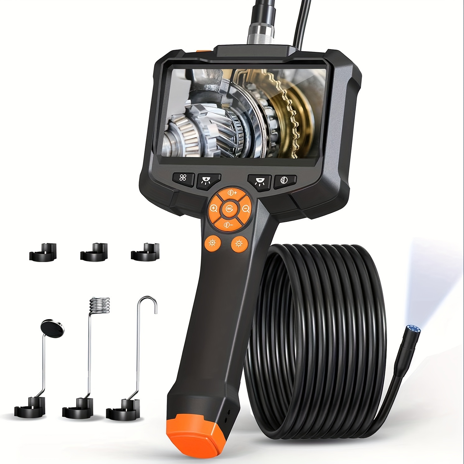 TEMU 4.3'' Ips Screen Endoscope Inspection Camera, 1080p Hd Digital Borescope Inspection Camera With 8 Led Lights, 16.5ft Semi-rigid Cable