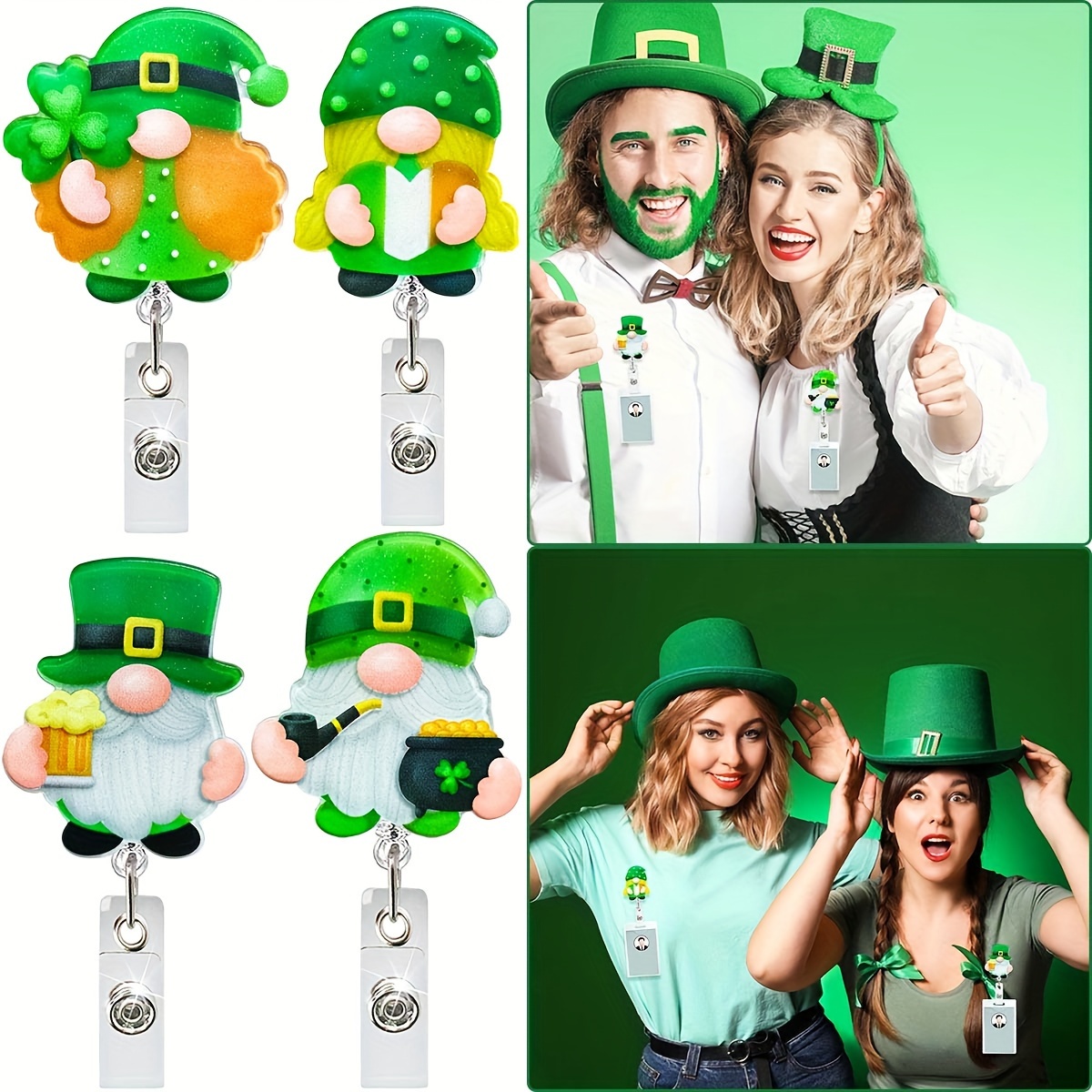 Leprechaun Gnome St. Patrick's Day St. Patty's Day Badge Reel Badge Holder