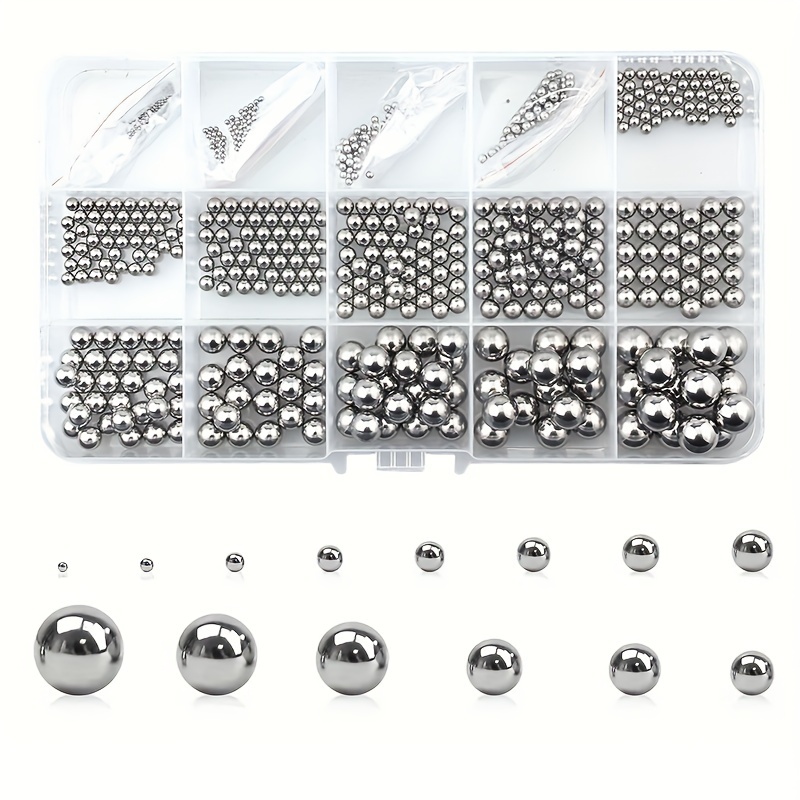 

580pcs 15 Sizes Metric Precision 304 Stainless Steel Bearing Ball Assortment 1.5mm 2mm 2.5mm 3mm 3.5mm 4mm 4.5mm 5mm 5.5mm 6mm 7mm 8mm 9mm 10mm