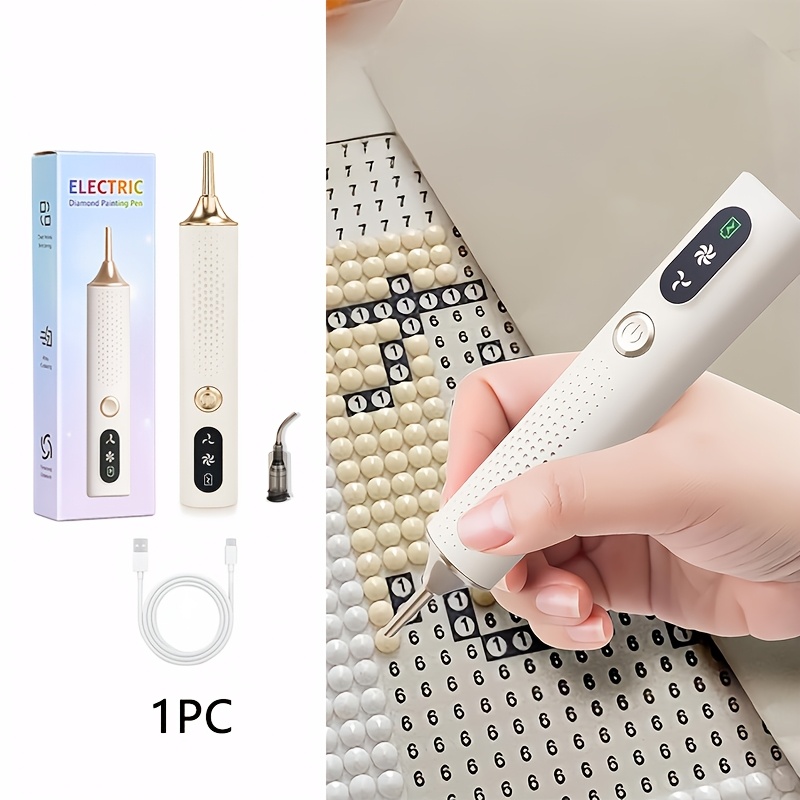 TEMU Rechargeable Electric Diamond Painting Art Pen | Includes 1 Replacement Pen Tip, 500mah Battery, 2-speed Adjustable, Craft Tool, Needed, Perfect