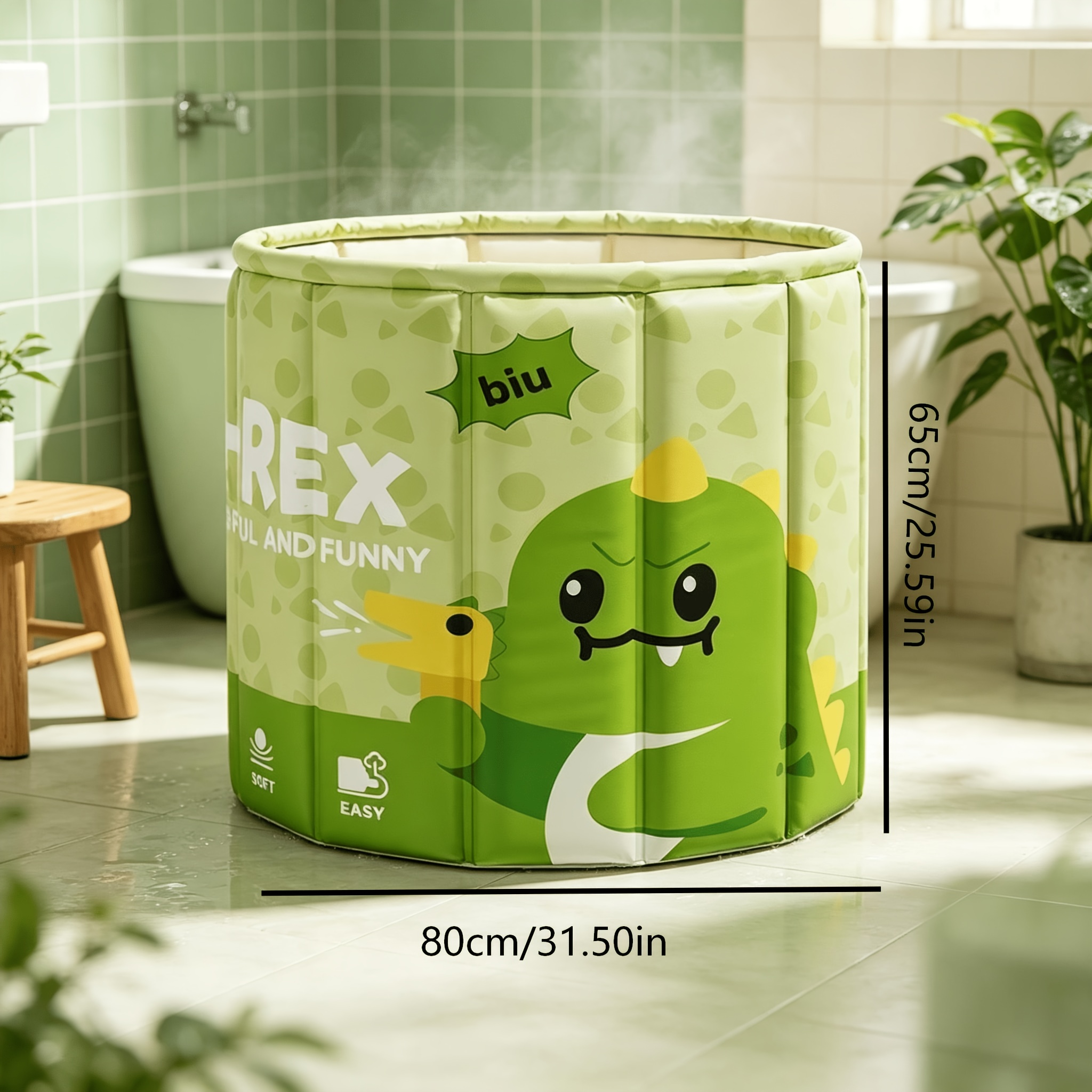 Foldable Thickened Dinosaur Pattern Soaking Bathtub