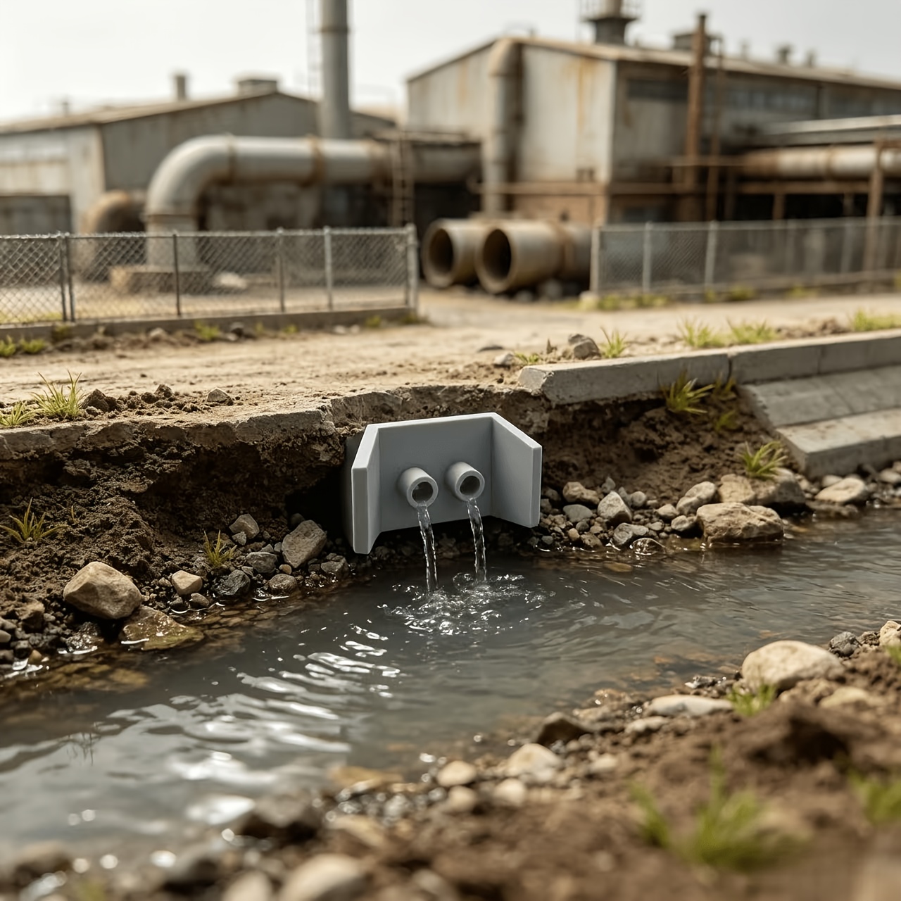 2pcs HO Scale Miniature Scene Industrial Wastewater Outlet Set