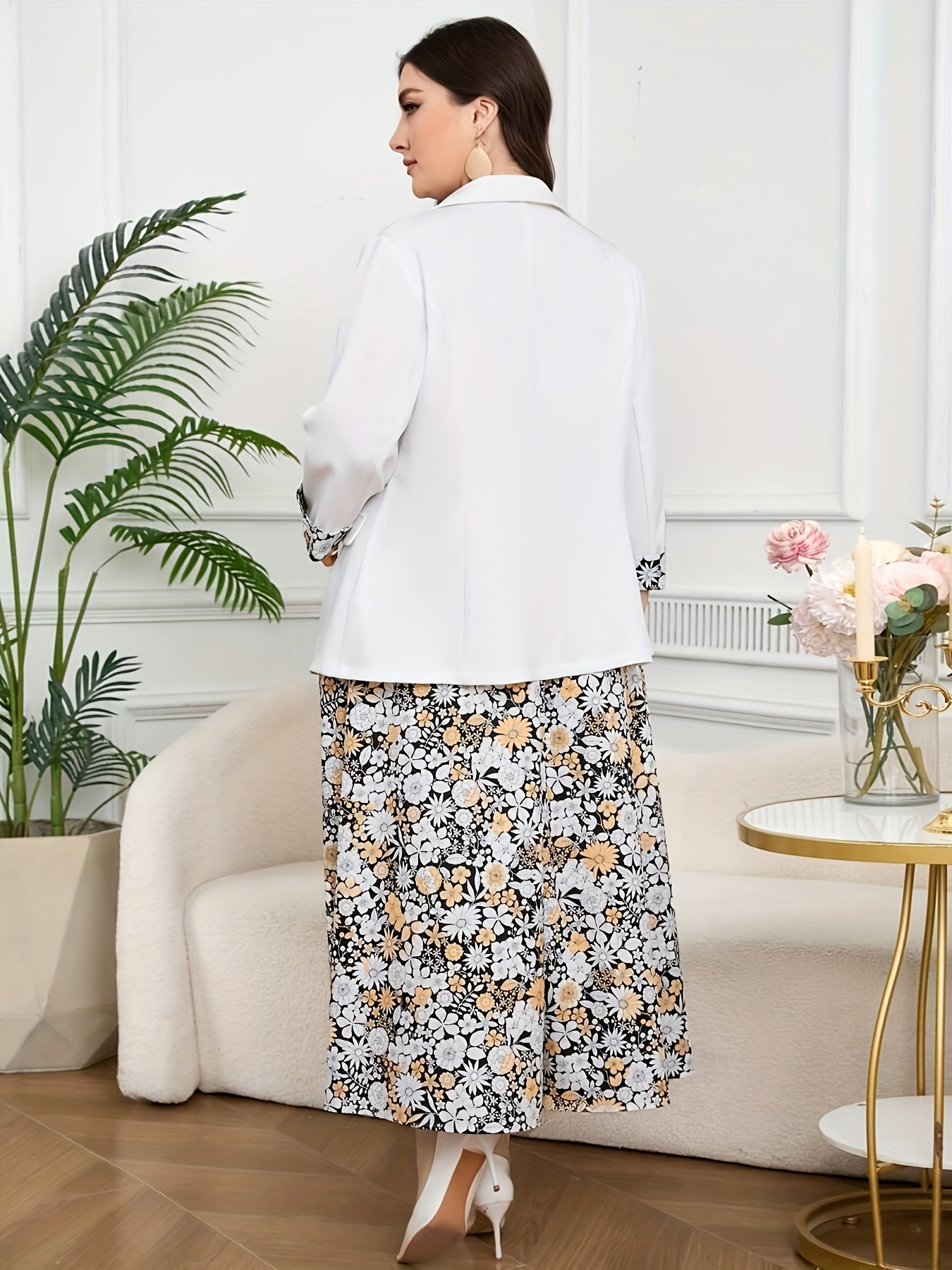 ensemble veste robe floral femmes taille Temu Morocco