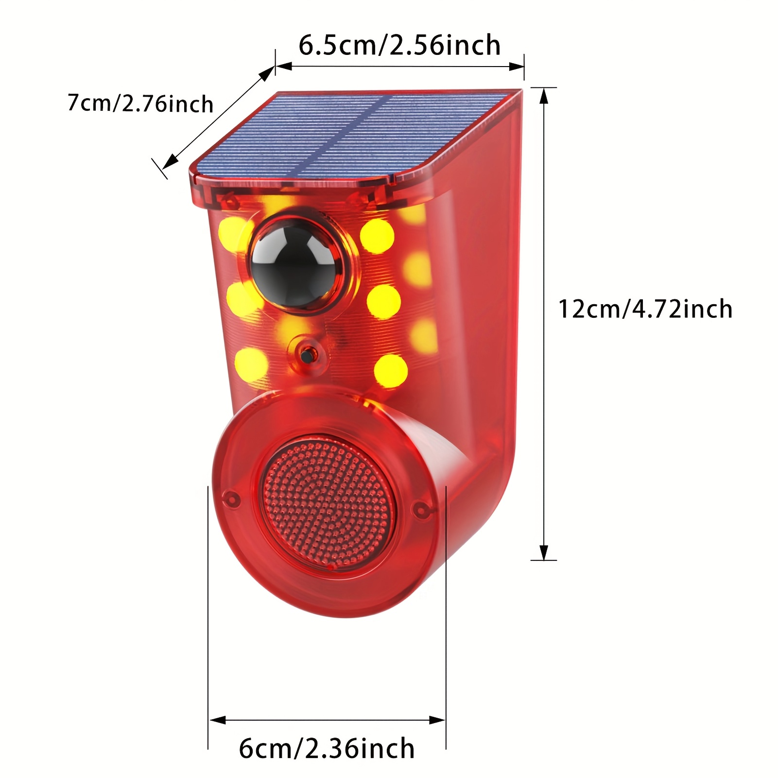 Dispositivo de Alarma con Sensor de Movimiento Solar - Multi-Modo, Detección de Gran Angular, Generador de Ruido, Detecta Movimiento, Disuade Intrusos. Excelente. Alarma de 129Db y Luces Estroboscópicas para Seguridad Interior y Exterior