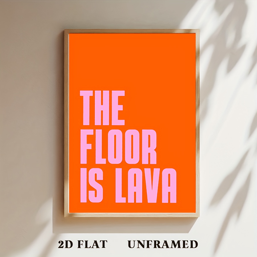 E-shop 2D Flach, 2D Flach, 2D Flach Ein Poster mit einem Lava-Fußboden-Design mit orangefarbenem und pinkfarbenem Text, ein Vintage-Wandkunstdruck,