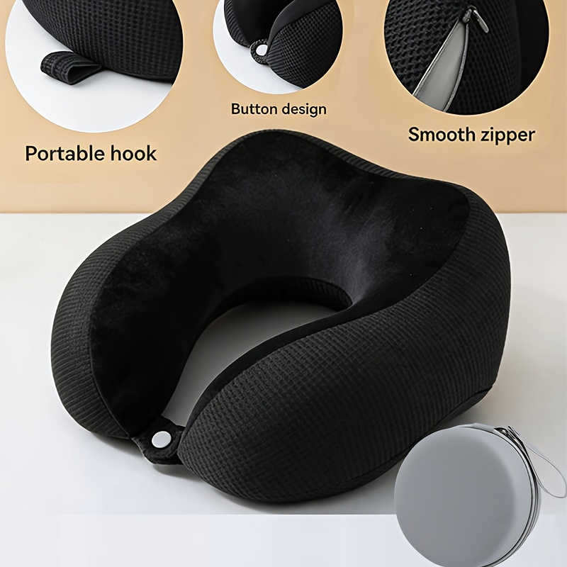 TEMU Travel Neck Pillow, Nap Neck Support Cushion, U-shaped Airplane Pillow, Removable And Washable, Portable With Storage Case