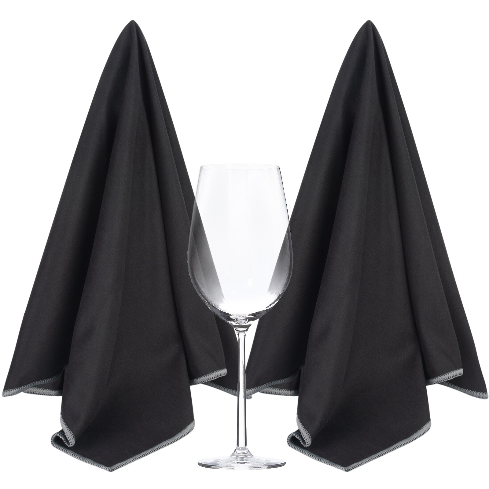 Image of Microfiber Glass Polishing Cloth, Large Size Thick Non- Drying Towel, Suitable For Wine Glasses, Stemware, Stainless Steel Utensils, 20 Inches By 25 Inches, In Packs Of 2 Or 4