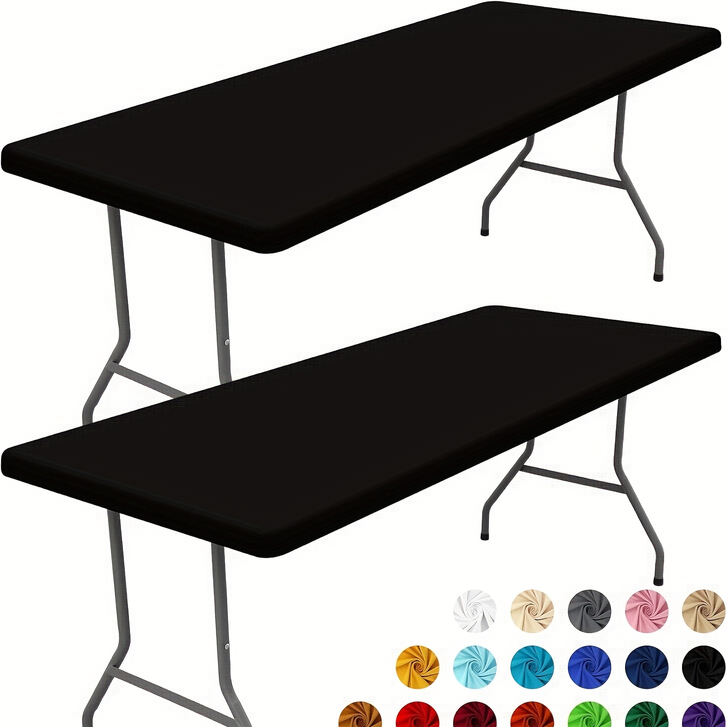 E-shop 2 Spandex-Tischdecken, elastische Passform-Tücher für 6-Fuß rechteckige Tische, waschbare Stretch-Abdeckungen für im Freien, Weihnachten und