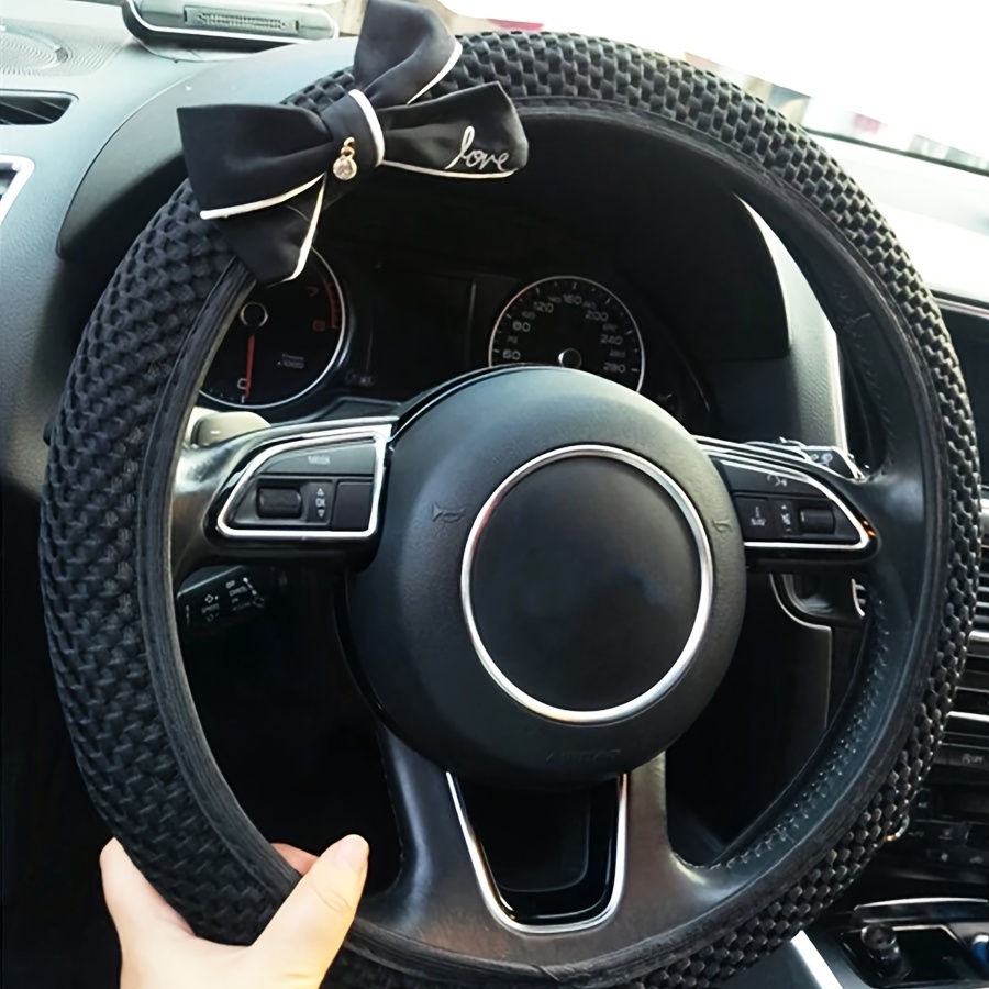 E-shop Neue Schleife Atmungsaktive Auto Lenkradabdeckung Bequem Anti-Rutsch Universal -15 Zoll Lenkradabdeckung
