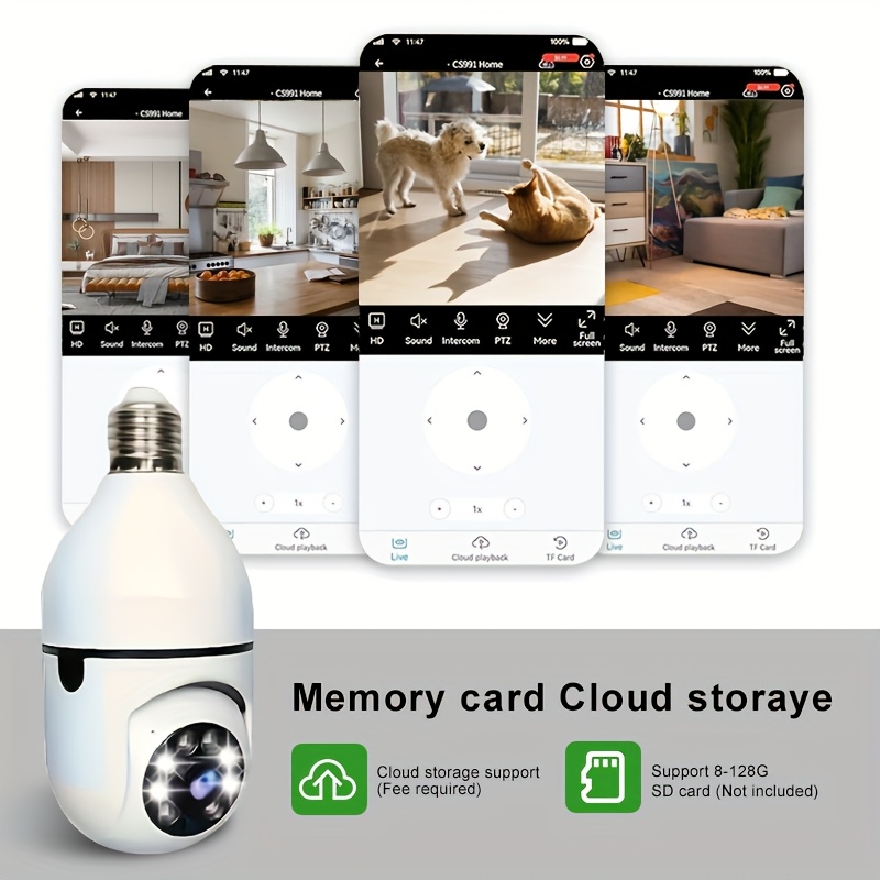   camera 360 panoramic   camera smart   e27 light bulb security camera night vision two way audio not including sd card need to purchase separately Product details 4