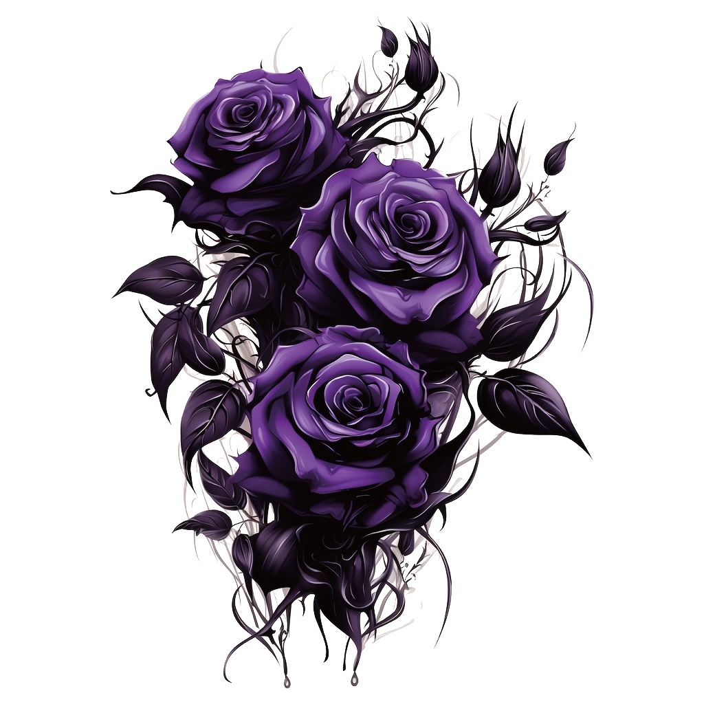 1pc Dark Purple Rose Wall Stickers Vinyl Suitable For Walls, Glass, Doors, - Elegant Rose Flower Decals, , Removable For, Office, Wedding, Shower Decor