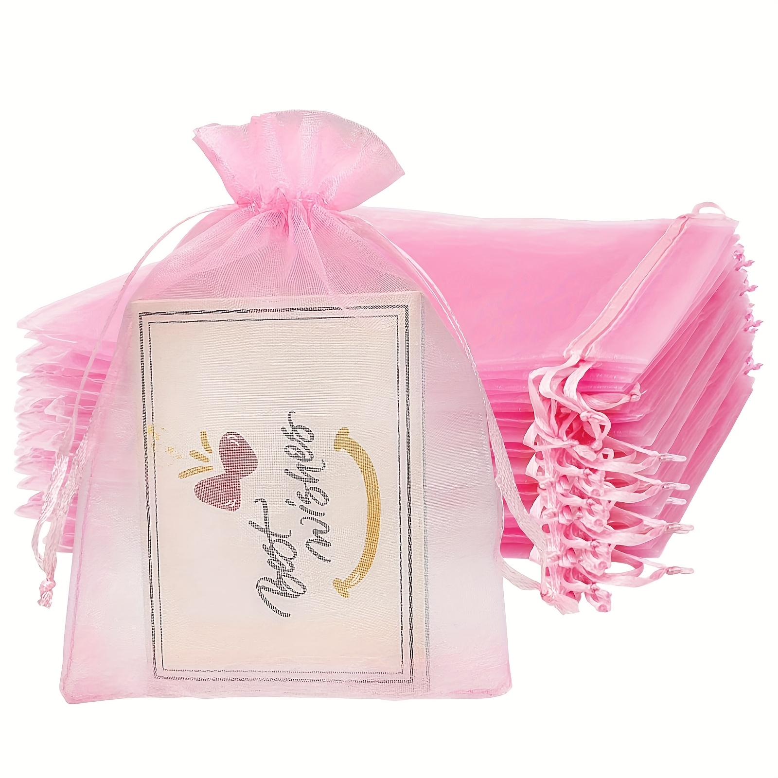 TEMU 15 Extra-large Solid Color 10x14 Inch Transparent Organza Gift Bags, Suitable For Jewelry Bags, Party, Wedding, Candy Jar Sample Display Bags,