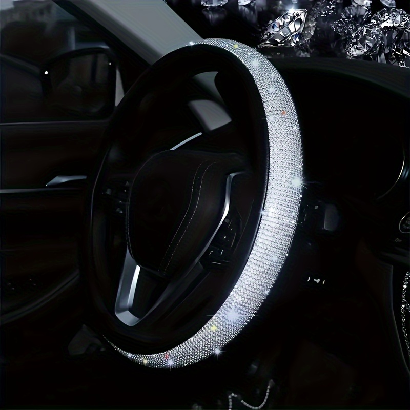TEMU Diamond Leather Steering Wheel Cover, Sparkling Steering Wheel Cover, Universal 15-inch Car Steering Wheel Cover, Suitable For Women Suv, Van, Sedan, Truck,