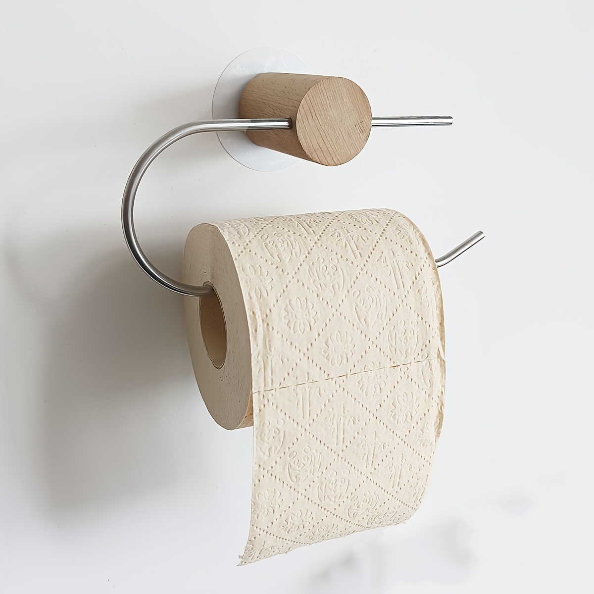 Punch- Paper Rack Toilet Tissue Towel Rack Toilet Storage Paper Rack Solid Wood Hand Paper Rack Creative Storage Rack Wall-mounted Kitchen Towel Hanger