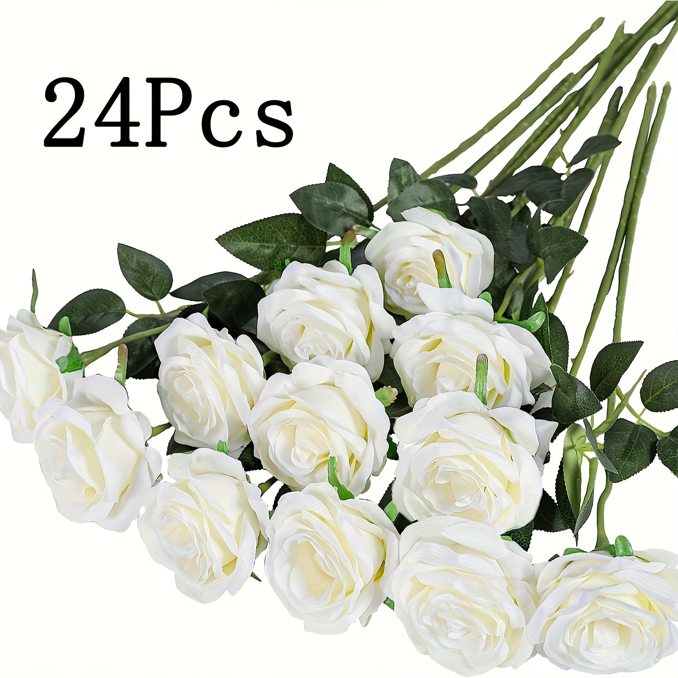12/24pcs Black Lifelike Roses For Halloween, Real Touch Fake White Flowers For Weddings, Blue And Pink Roses For Engasynthetic Gemstoneents, Decor For Christmas, Valentine's, Mother's Day & More