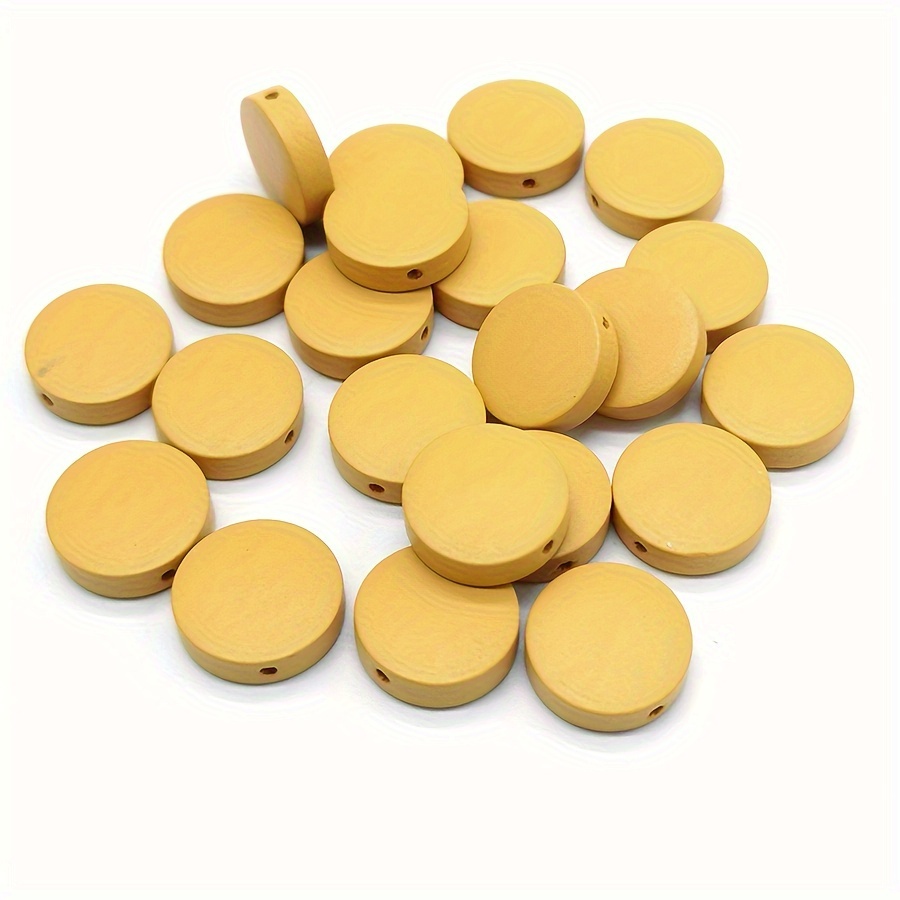 20pcs Flat Round Wooden Beads for DIY Jewellery Making