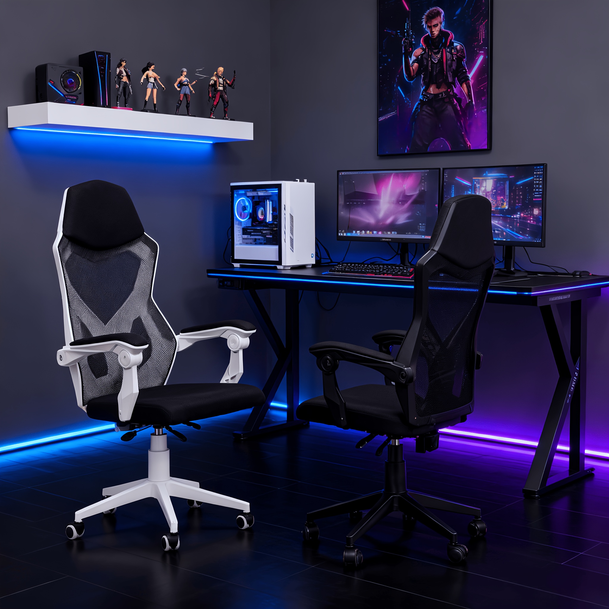 Ergonomic Gaming & Esports Chair | Manual Height, 135° Recline | Hardwood Frame, High-Density Fabric | Lightweight | Lumbar Support | For Home & Office