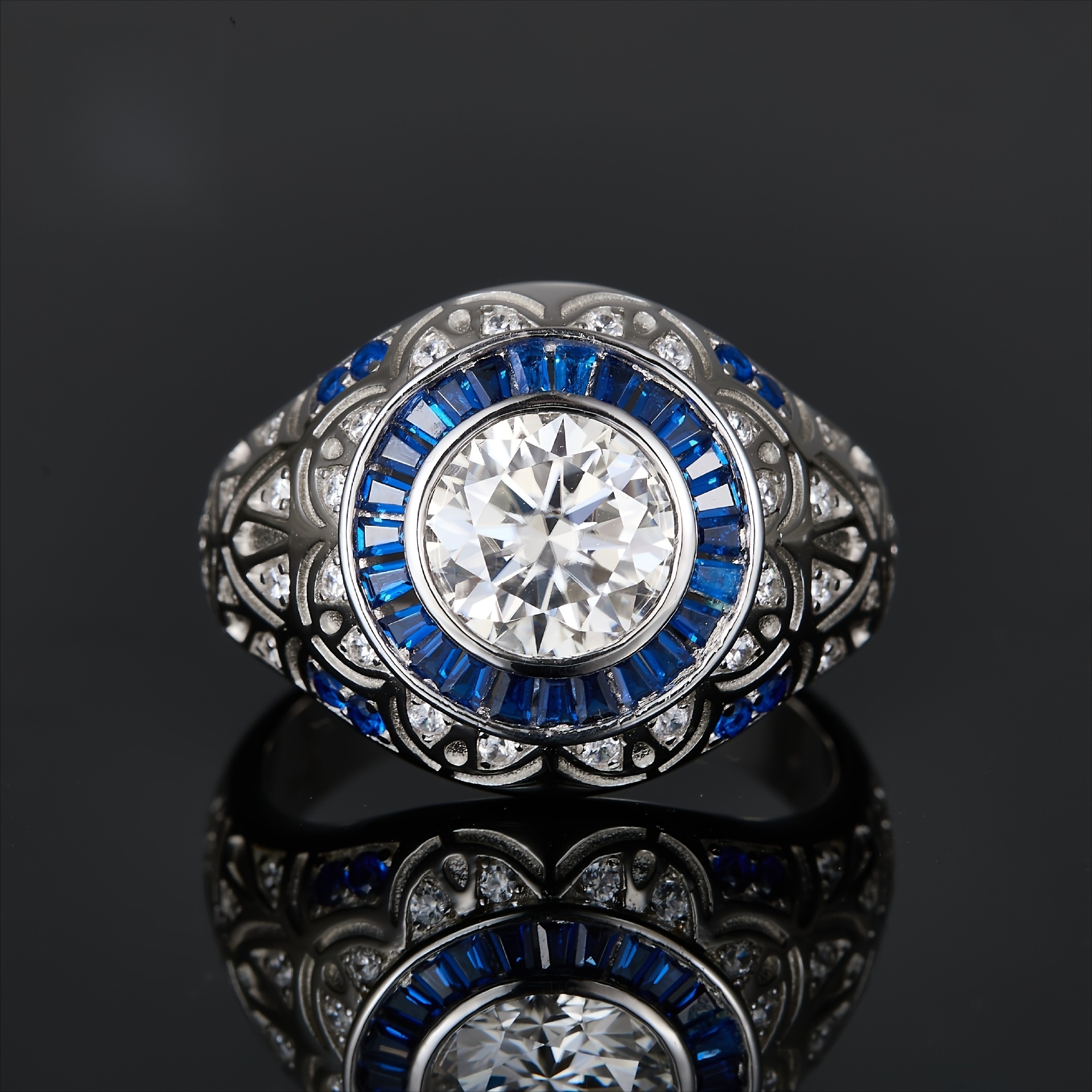Men's S925 Silver 3 Carat Moissanite Ring, Hip Hop Style