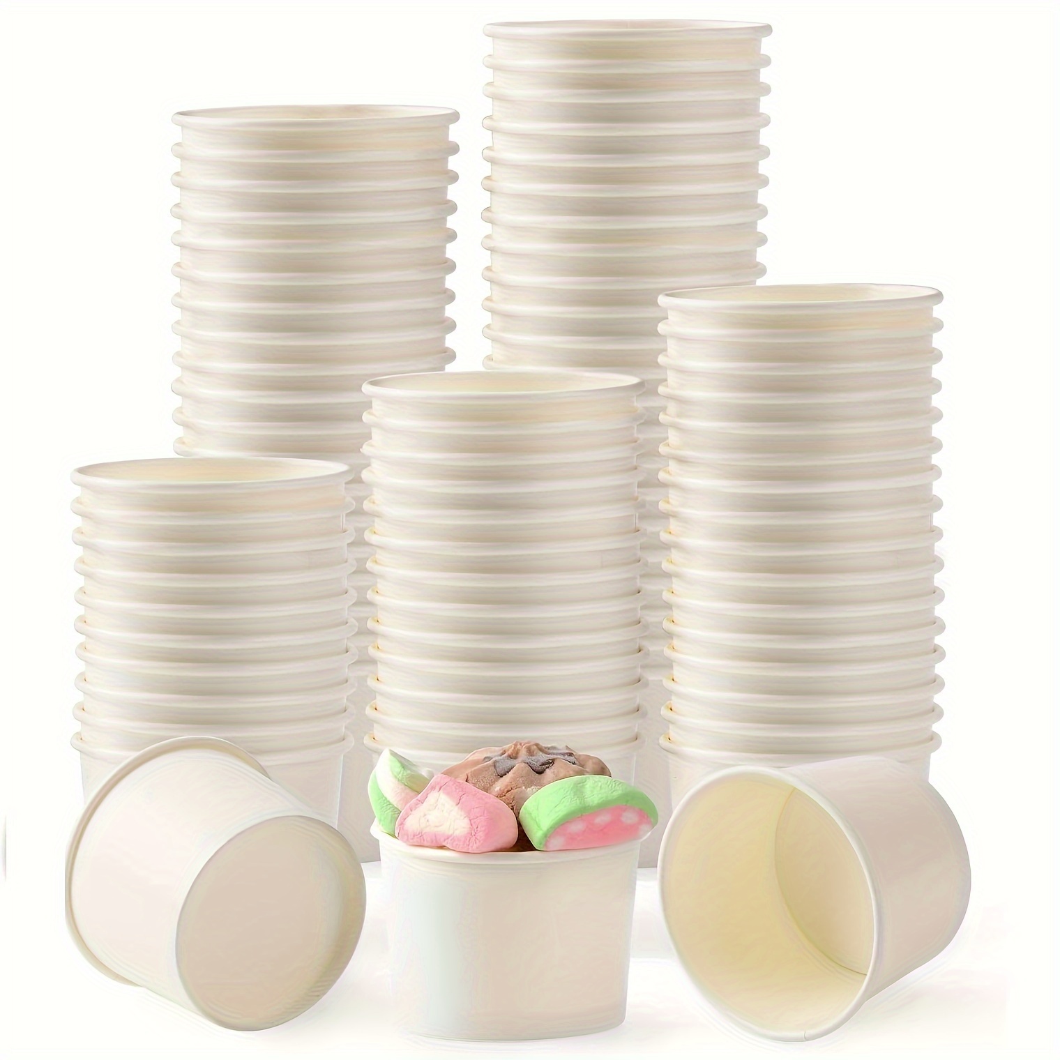 

50pcs, Ice Cream Cups, Disposable Dessert Bowls For Hot Or Cold Food, 225ml Cups For Sundae, Yogurt, Soup, Party Supplies, Tableware Accessories