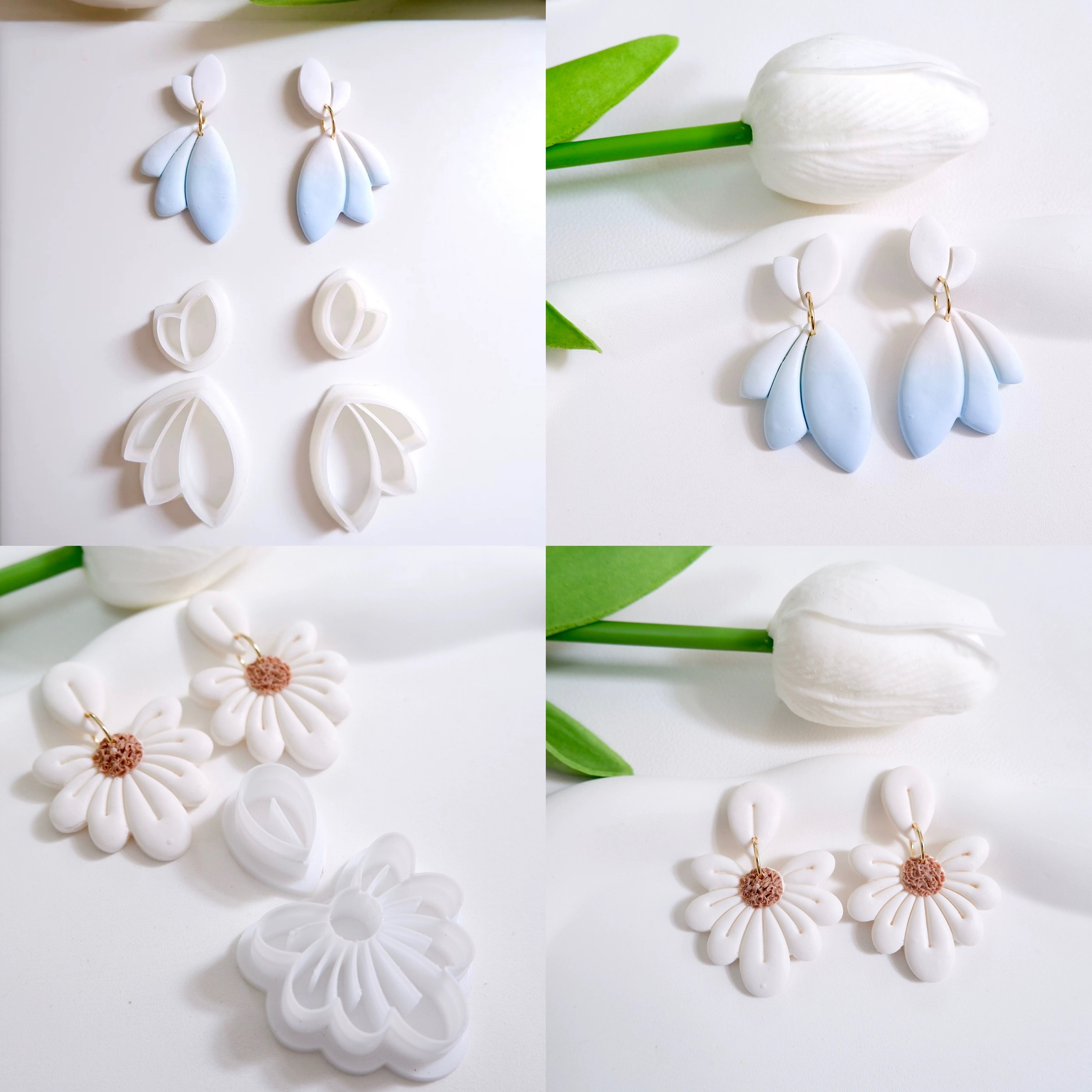 

3d Printed Polymer Clay Cutters, Plastic Flower Clay Cutter Set For Diy Earrings And Jewelry Making, Soft Clay Molds, Craft Tool For Pottery, Art Supplies