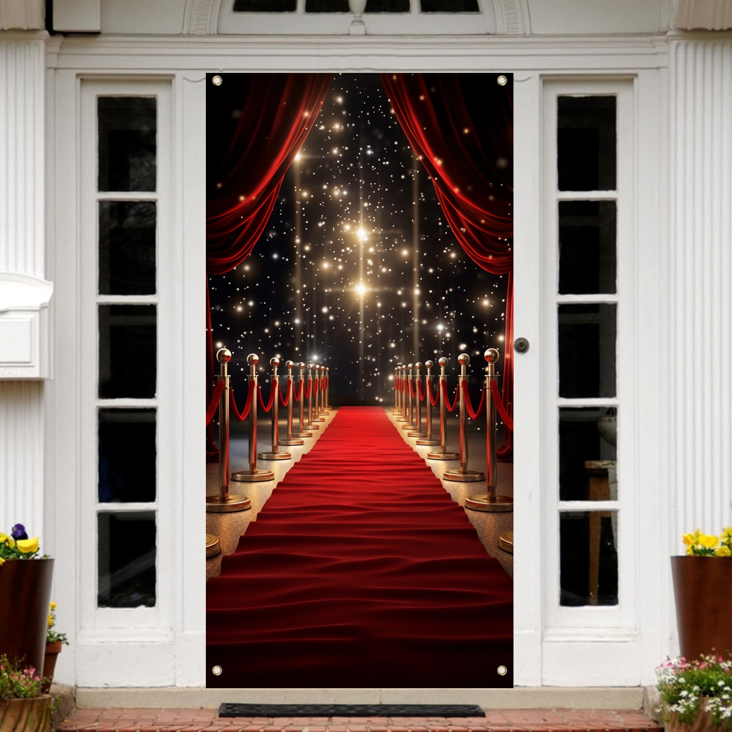 

1pc 70x35 Inch Red Carpet Theme Door Cover Party Decorations Backdrops Red Carpet Backgrounds Door Banner Background Backdrops For Wedding Birthday Party Door Backdrop Decoration