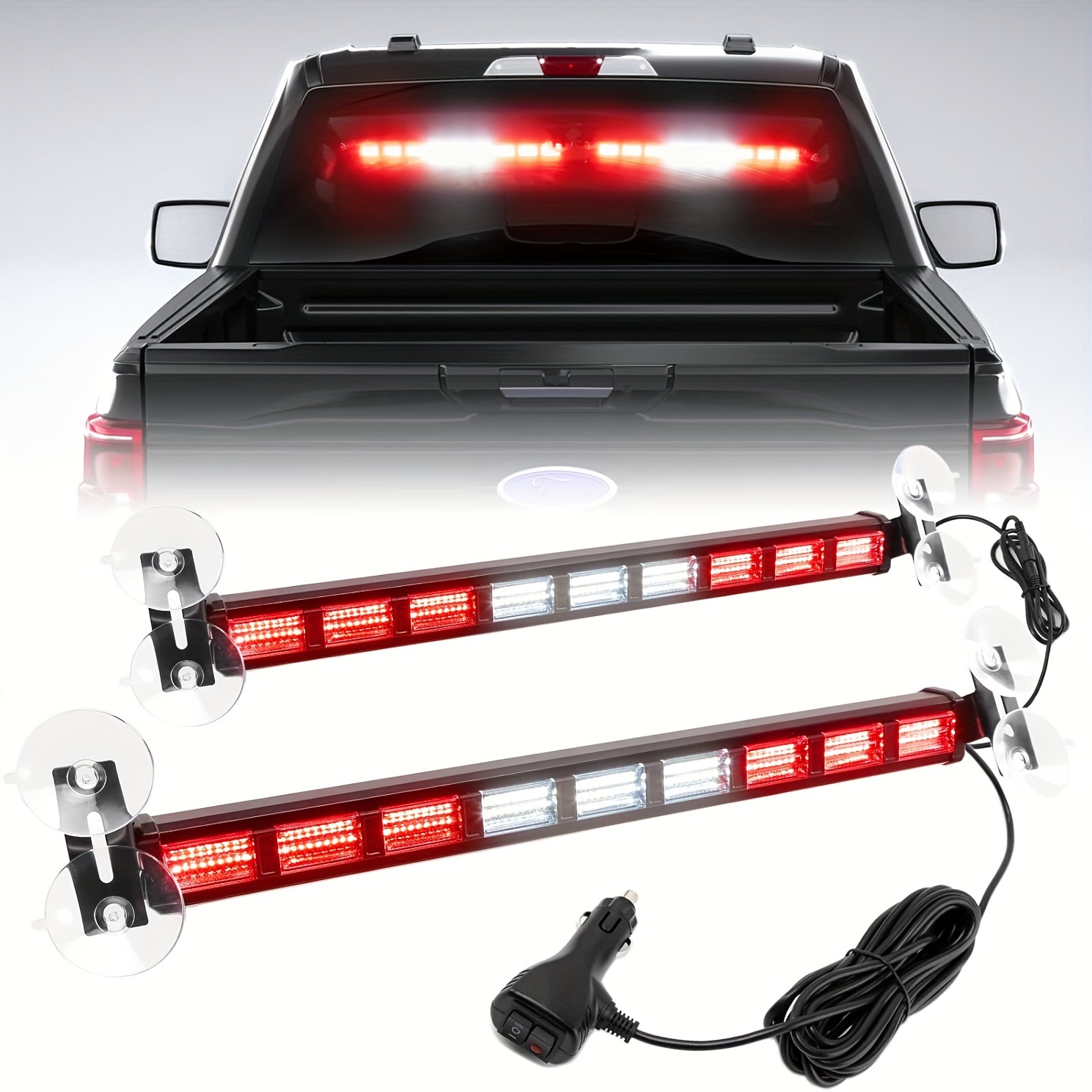 2pcs 2 In 1 Strobe Traffic Advisor Warning Lights Bar For Vehicles Trucks  26 Flash Patterns 17 Inch Safety Emergency Light