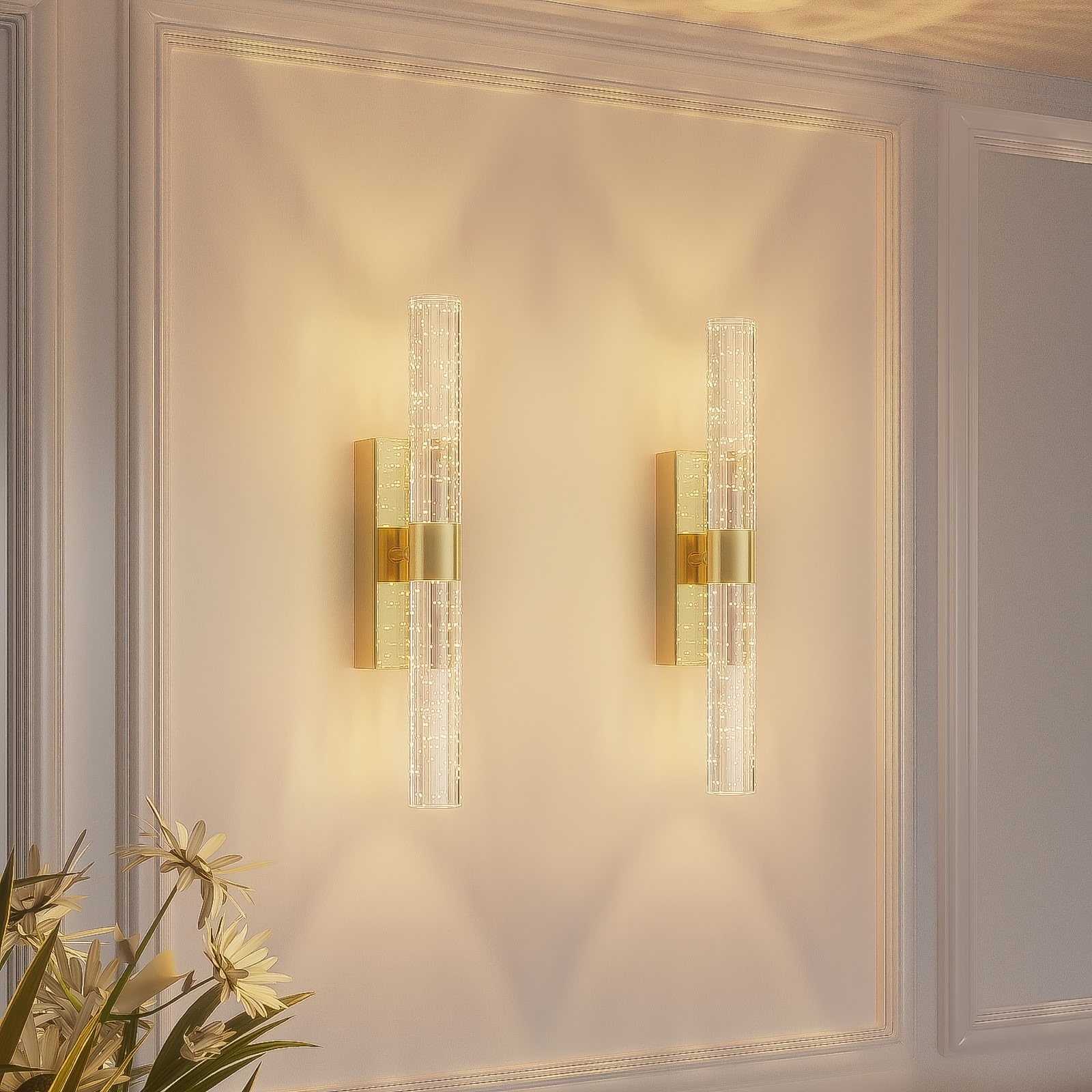 TEMU 2-pack Battery-powered Golden Wall Sconces, 12000mah Rechargeable Wall Lights, Wireless Indoor Lamps With Remote Control, Dimmable Brightness,