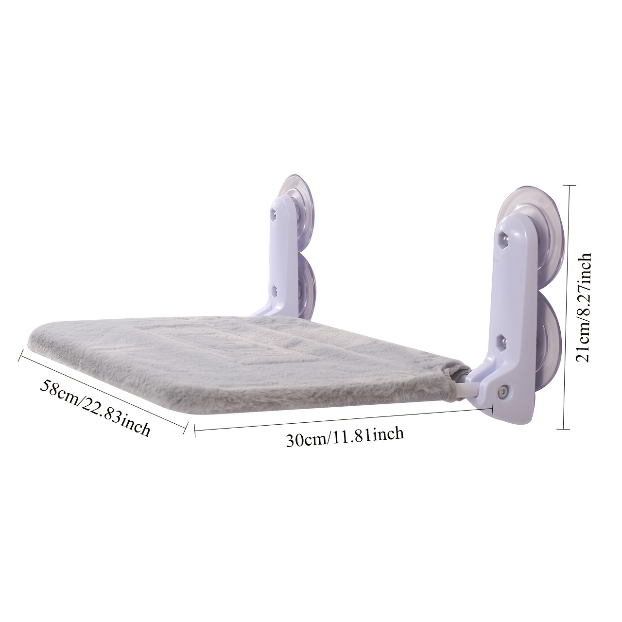 TEMU Ctb Cat Shelf 24 X 12 Inches, 5pcs Cat Window Perch Set (1pc Cat Mat And 4pcs Strong Suction Cups), Foldable Window Sill, With Sturdy Metal