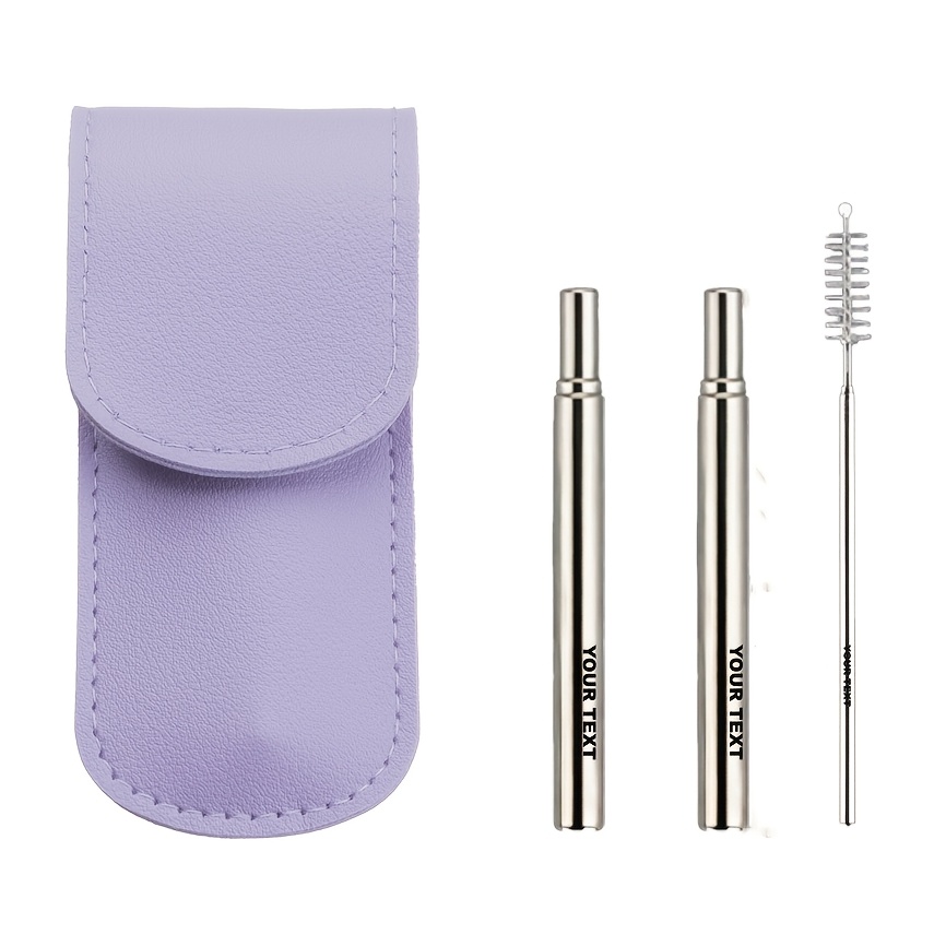 TEMU Customizable Retractable Stainless Steel 304 Straw, Innovative Metal Straw For Bagged Milk Tea, Reusable And Portable Straw Set, Compact And