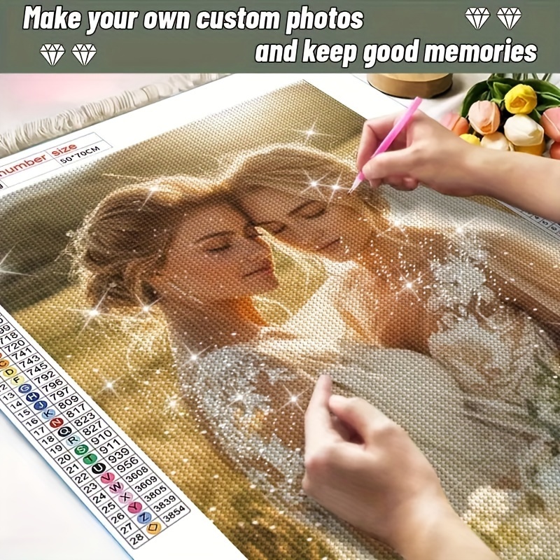 

Custom 5d Full Drill Diamond Painting Kit, Personalized Photo To Diamond Art, Round Diamond Embroidery Craft Set, Diy Mosaic Artwork For Home Decor, Unique Gift - People Theme Canvas