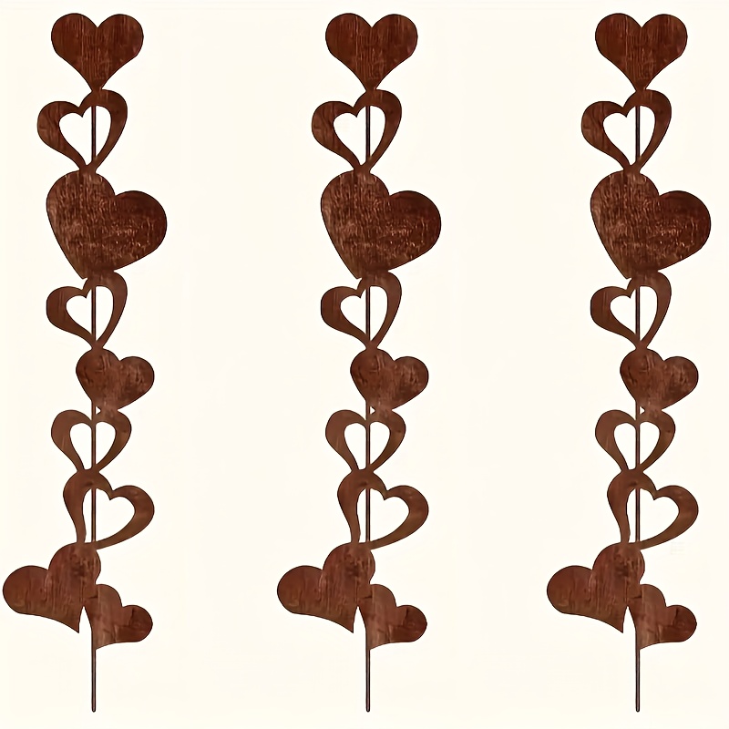 E-shop 【2D Flat】 [2D Flat] 3-teilige rustikale "Love Garden" Metalldekoration - herzförmiges Blumendesign, ideal für Muttertag, Ostern, Weihnachten |