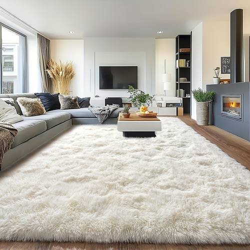 0 8mm bouncy sponge 1pc luxury rice non slip fluffy and soft luxurious washable mat with fur suitable for living room bedroom area decoration