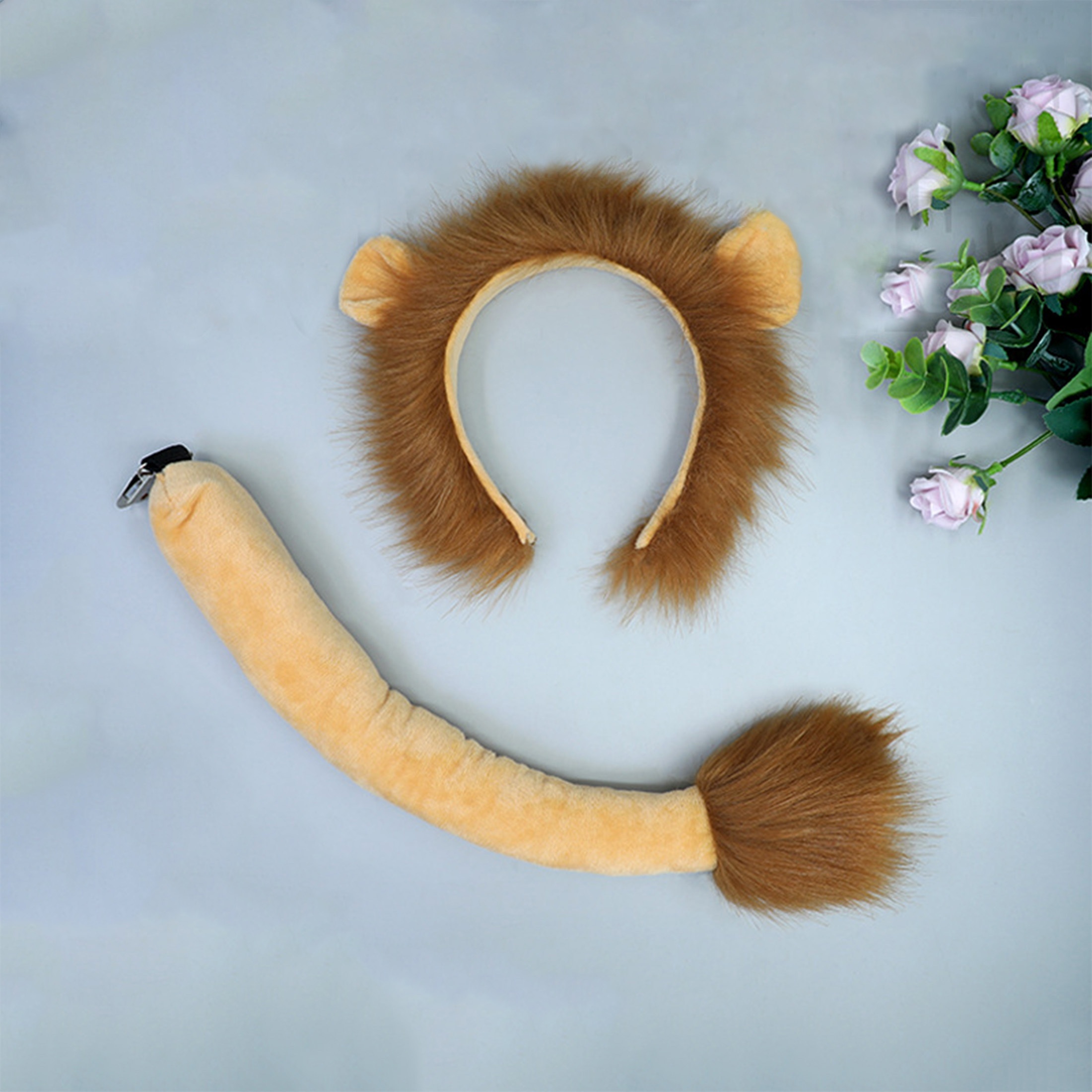 

2pcs Lion Simulation Animal Ears Halloween Cosplay Creative Props Zoo Lion Ears Hairband