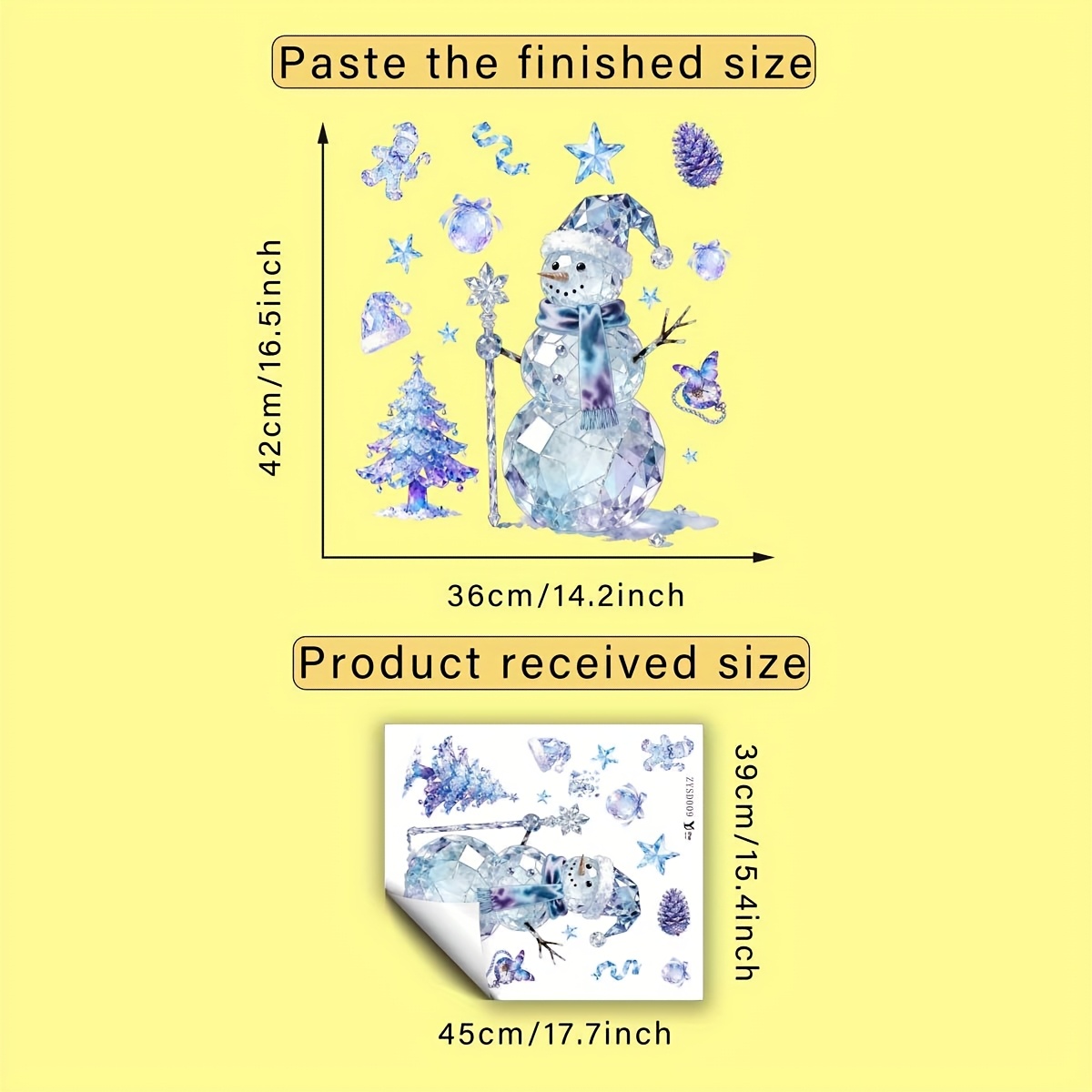 TEMU 1 pièce Autocollants de Noël pour fenêtre de neige en cristal, Sapin de Noël, Pomme de pin, Étoile, Pain d'épices, Créatifs, à faire soi-même,