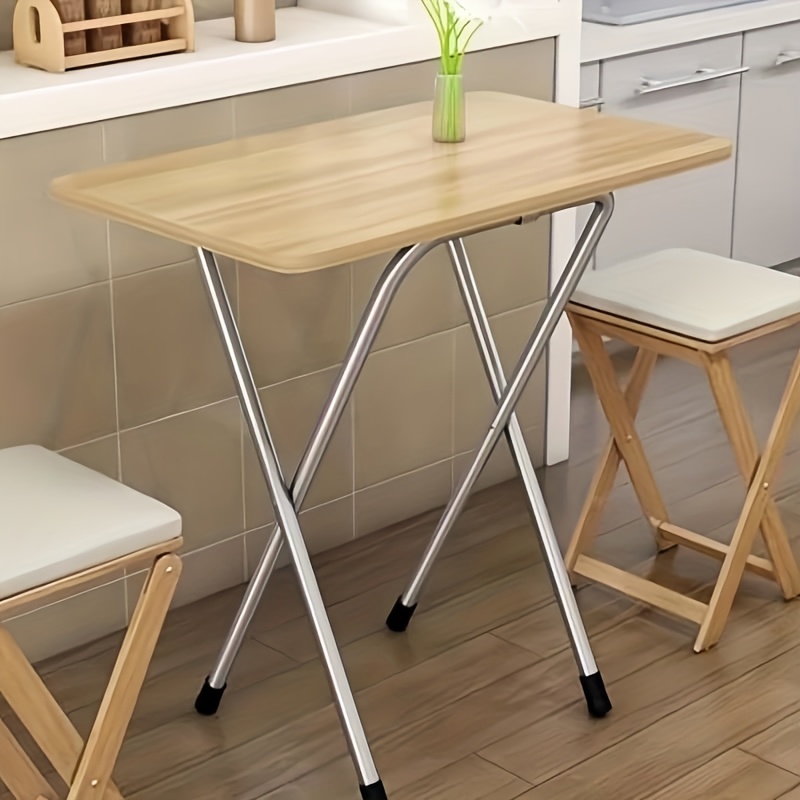 modern rektangulär hopfällbar bordsmodell,   konstruktion i hårdträ - platsbesparande expanderbar design, vit   naturlig träända,   a-  benram, lämplig för inom- och utomhusbruk, idealisk för små utrymmen, lägenheter, balkonger