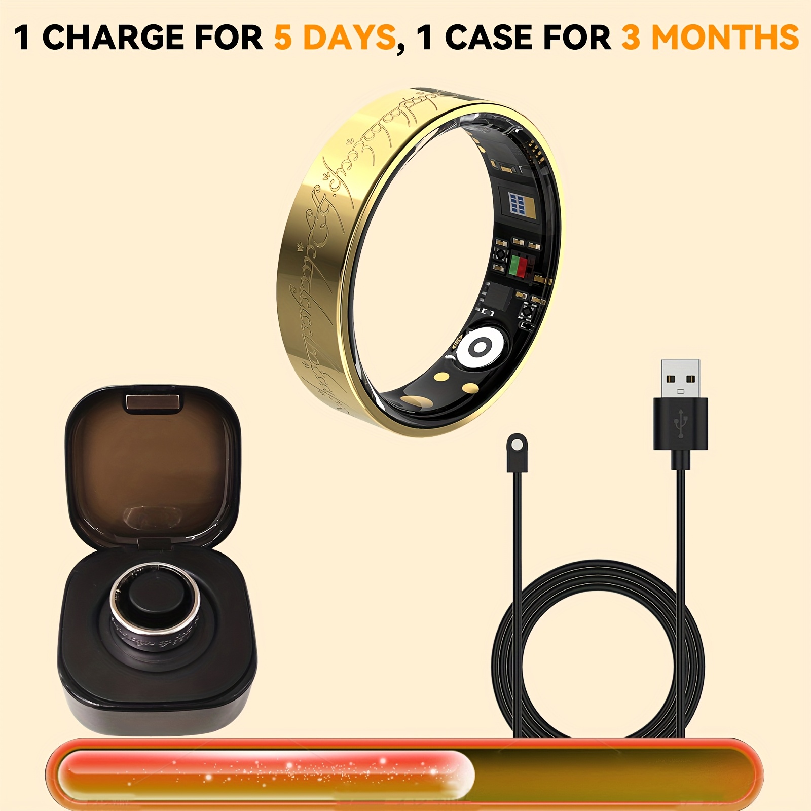 smart ring for men and women   with charging station engraved floral activity   long   lightweight and stylish ring accessory Product details 0