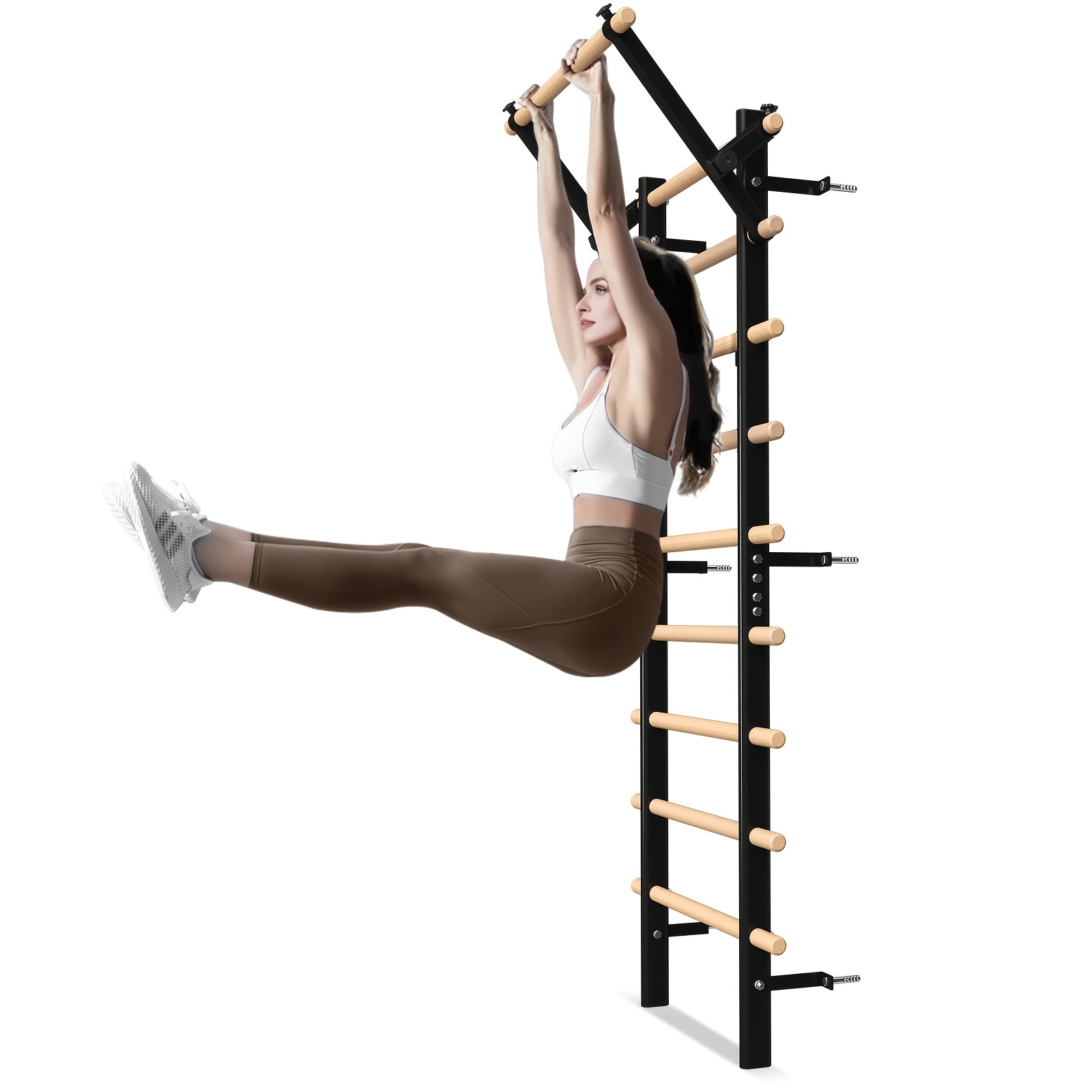 versatile swedish ladder stall bar with pull up dip bars 9 wooden grips for   flexibility balance training durable home gym equipment
