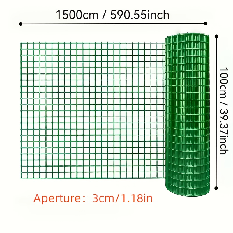 TEMU 1 Rollo de Valla Metálica Galvanizada Recubierta de PVC Verde de Resistencia - Malla Recubierta de a Prueba de Óxido de 100 cm/39.37 pulgadas de