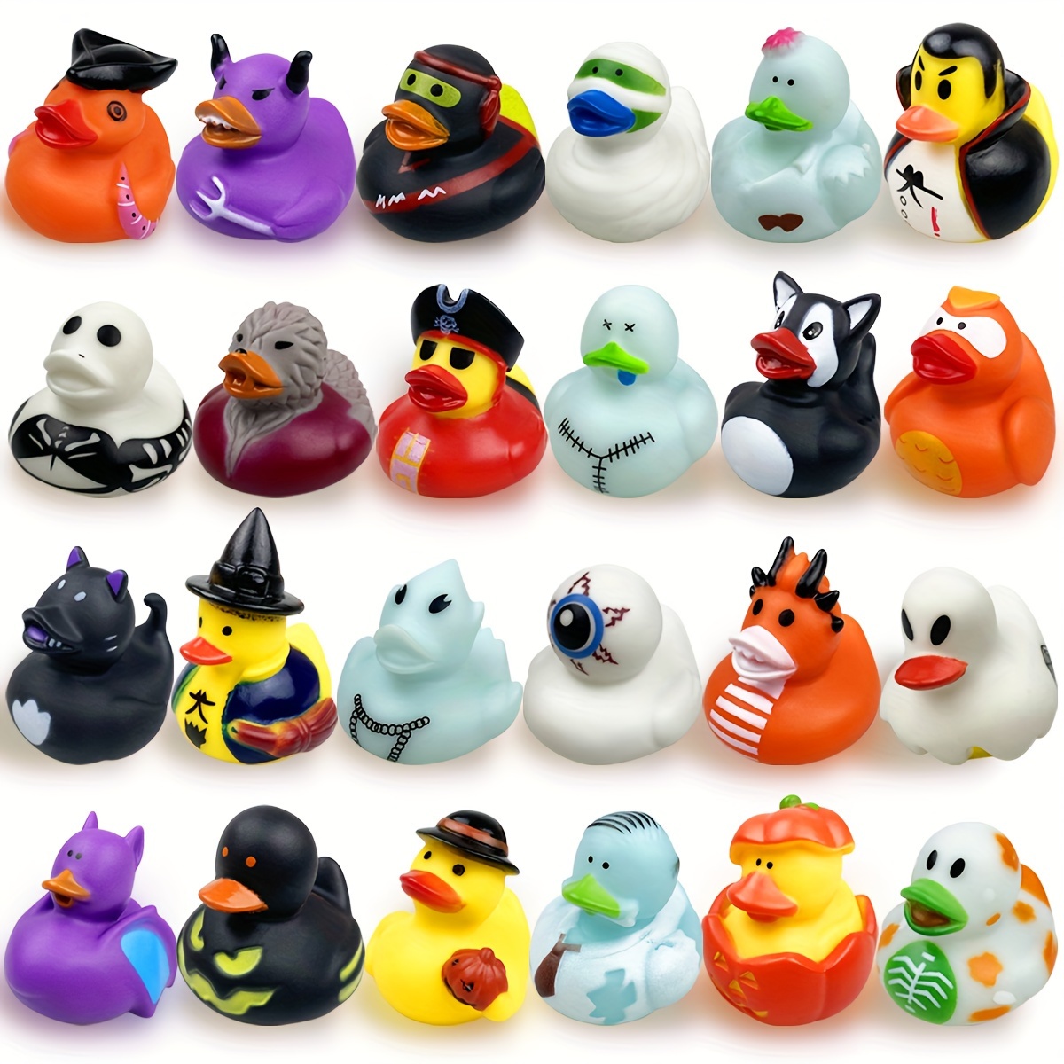 

6/12/24pcs Random Style Halloween Rubber Ducks Bath Toys For Kids Boys Girls Halloween Gifts Party Favors