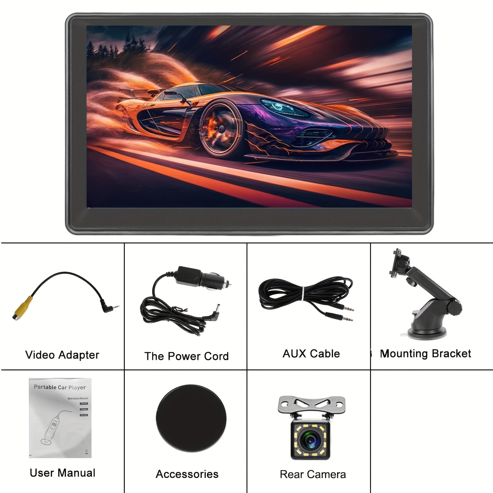 TEMU Carplay Screen For Car, Portable 7 Inch Screen And Auto With Wireless, , Fm Transmitter, Eq/aux/tf/usb, Carplay Screen For All Vehicles, For Gift, For Valentine's Day Gift