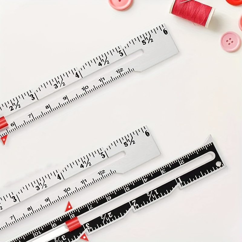 A Golden Sewing Gauge For Precise Measurements Of Fabrics, Hems, And Sewing Projects
