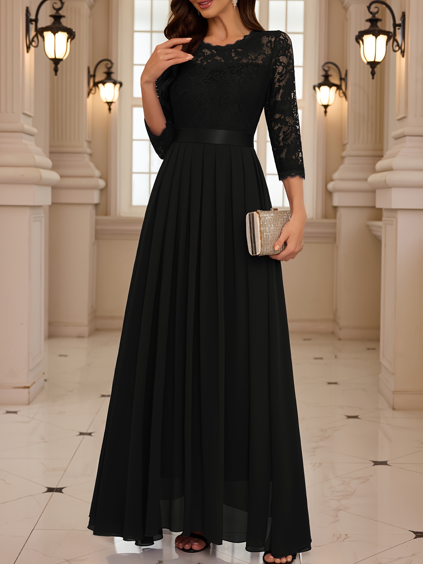 long length bridesmaid dresses lace chiffon mother bride - Temu Mauritius